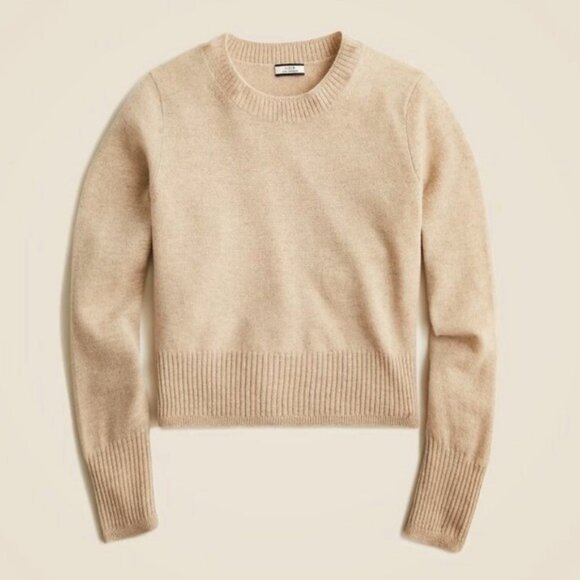 NWT J.Crew Cashmere Shrunken Crewneck Sweater in Heather Stone, Size XXS - Picture 1 of 8